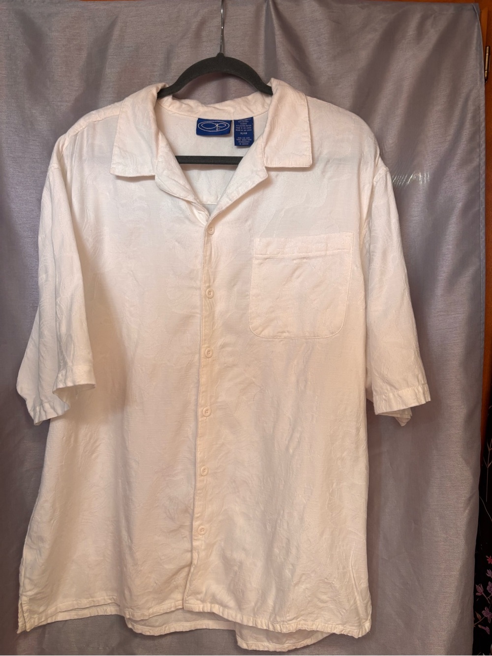 OP Cream Short-Sleeve Casual Button-Down Shirt